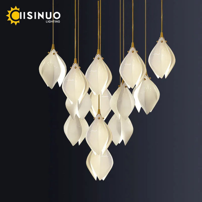 Lustre suspension en céramique motif magnolia — LZ4G7T9