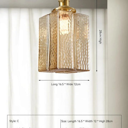 Suspension LED vintage en verre et laiton style japonais — LZ4P9XQ