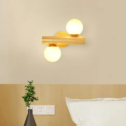 Applique murale LED réglable en verre et bois style nordique moderne — LZ4X9J