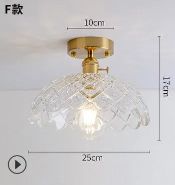Plafonnier japonais moderne en verre sculpté au style rétro élégant — LZ7FQ2