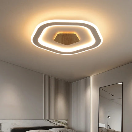Plafonnier LED ultra-mince en bois massif style nordique moderne — LZ4X9P2Q