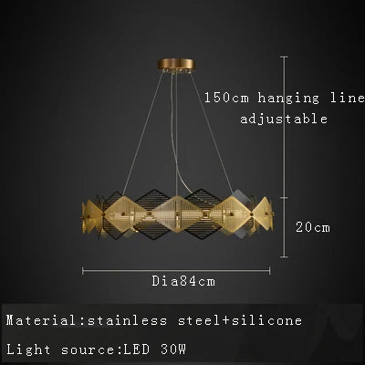lustre post-moderne en acier inoxydable suspension led minimaliste italienne