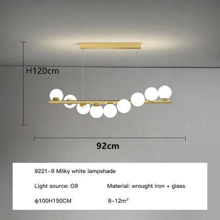Lustre suspension nordique longue boule en verre doré pour bar — LZ4X9M