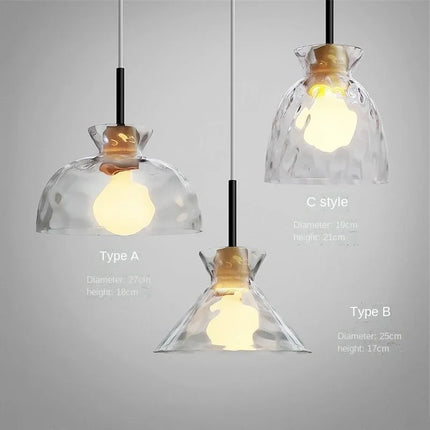 Lustre suspension nordique en bois et verre — LZ4X9P2