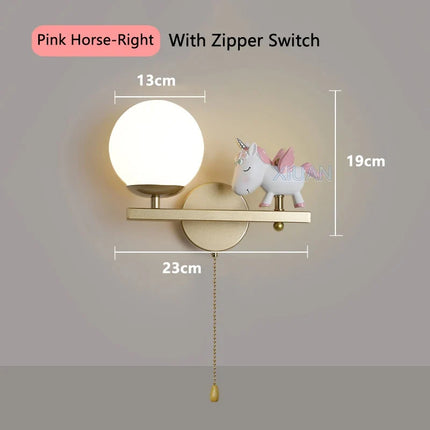 applique murale licorne rose pour chambre d'enfant