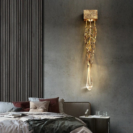 Applique murale LED postmoderne en cuivre et cristal pour escalier et salon — LZ4QJ7M