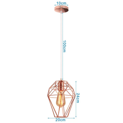 lustre industriel suspension led en métal cage rétro