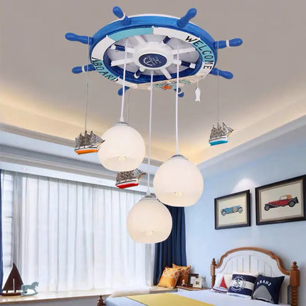 Lustre suspension gouvernail méditerranéen avec rétroéclairage RGB pour enfants — LZ4X9P