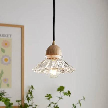 Lustre nordique en bois et verre avec LED japonais — LZ4X9Q7