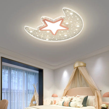 Plafonnier romantique lune et ciel étoilé pour enfants — LZ4P9XJ2