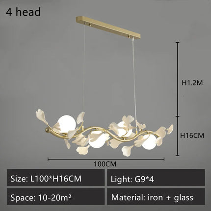 lustre led moderne en forme de pétale de ginkgo lumineux et élégant