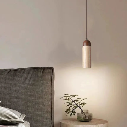 Suspension en bois et pierre naturelle pour éclairage café — LZ4X9W2