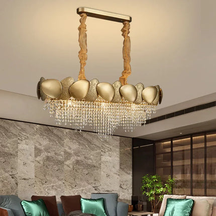Lustre moderne en cristal avec pampilles et éclairage LED — LZ4X9T
