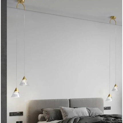 Suspension industrielle dorée avec abat-jour en cristal LED pour cuisine — LZ4X9P2Q