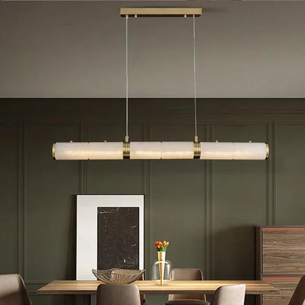 Lustre LED moderne en cuivre et marbre design zigzag pour salon — LZ4X9P2