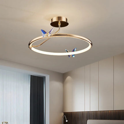 Lustre LED papillon avec anneau doré et cordon réglable — LZ4X9P