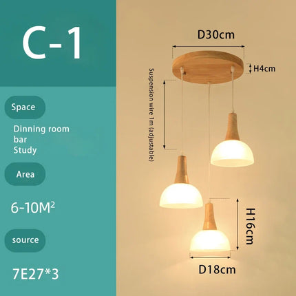 Lustre suspension en bois massif et verre — LZ4P9XQ