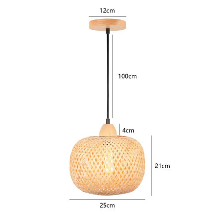 Lustre suspension tissé main en bambou avec LED intégrée — LZ4X9P