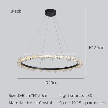 Lustre en cristal de luxe avec anneau doré lumineux et élégant — LZ4X9P