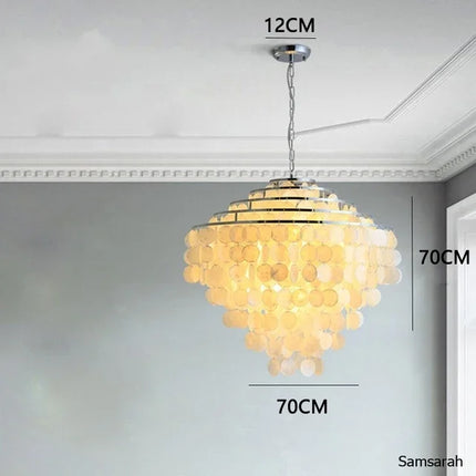 lustre nordique en coquillage avec luminaire à led