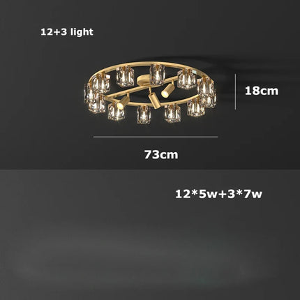 Plafonnier LED cube cristal design moderne cuivre et noir argenté — LZ4X9J2