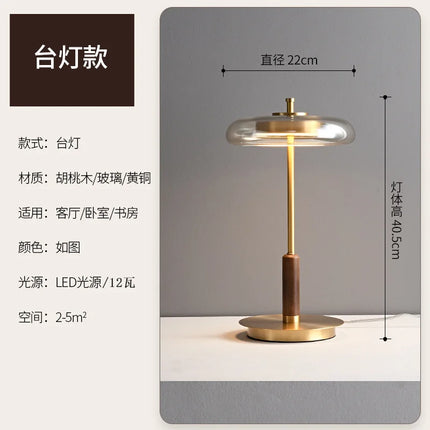 Lampadaire classique en laiton et noyer avec éclairage LED intégré — LZ4P9X