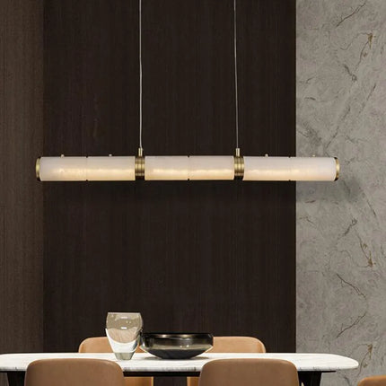 Lustre LED moderne en cuivre et marbre design zigzag pour salon — LZ4X9P2