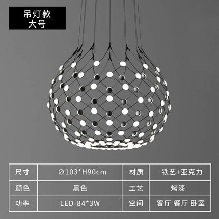 Lustre Designer italien Led nordique noir blanc salle à manger filet de pêche