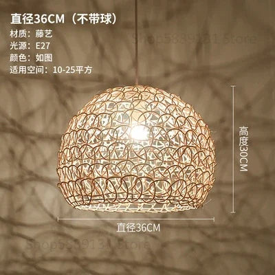 Suspension en rotin tissé aux influences nordique et japonaise — LZ4X9Q