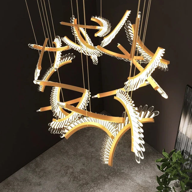 lustre de luxe postmoderne acrylique plume design nordique