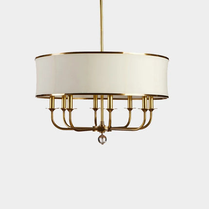 Lustre américain en cuivre avec abat-jour en tissu simple et créatif — LZ4X9M