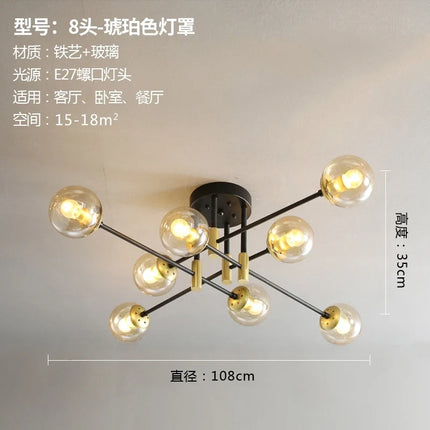 Lustre suspension nordique moderne à boules de verre LED — LZ4X9P