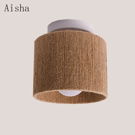 Plafonnier suspension en corde de chanvre style japonais rétro pour intérieur chaleureux — LZ4XJ9