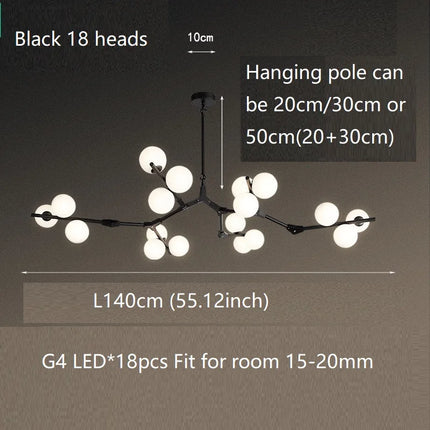 Lustre LED moderne suspension design branche d'arbre moléculaire — LZ4X9P2