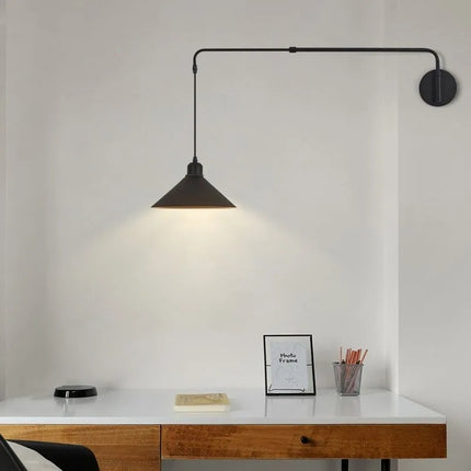Applique murale industrielle télescopique en métal noir minimaliste — LZ4X9T