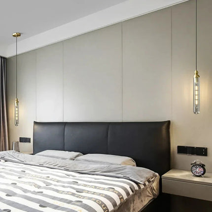 Lustre suspension nordique en verre transparent avec cordon réglable — LZ4X9P7