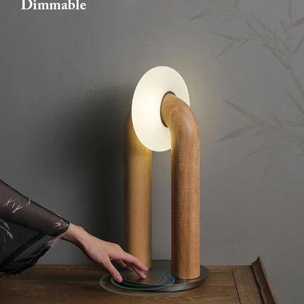 Lampe de chevet japonaise rétro en bois avec design tactile variable — LZ4X9P