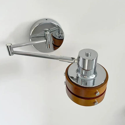 Applique murale américaine à bras long en bois et chrome évolutive — LZ4X9P