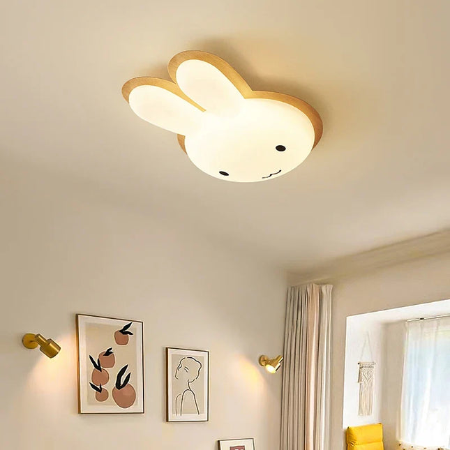 Lustre enfant design lapin en bois naturel — LZ4X9M