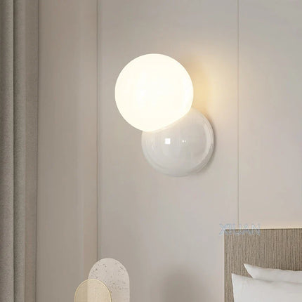 Applique murale boule ronde nordique pour éclairage de chambre à coucher crème blanc jaune lampe de chevet salon allée couloir hôtel escalier