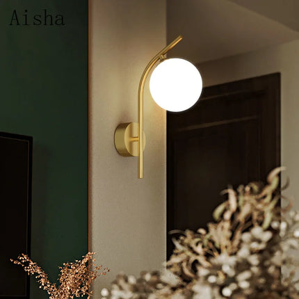 Applique murale en cuivre avec globe en verre au design élégant — LZ4X9T2