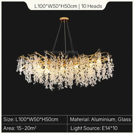 Lustre en cristal doré style européen pour décoration intérieure élégante — LZ4M9Q2