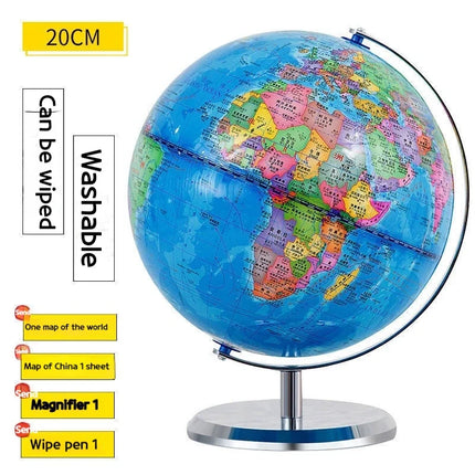 Lampe de table globe étudiant géographie sur base métallique — LZ4N7Q2