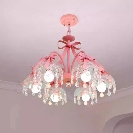 Lustre pour chambre enfant avec nœud rose en cristal — LZ4X9B