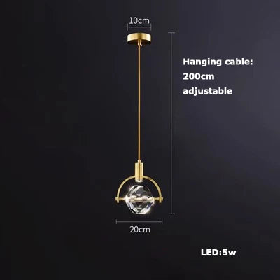 Suspension en verre cristal style art déco avec éclairage LED intégré — LZ4X9P2
