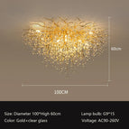 Plafond rond 100cm / Couleur argent / Lumière chaude