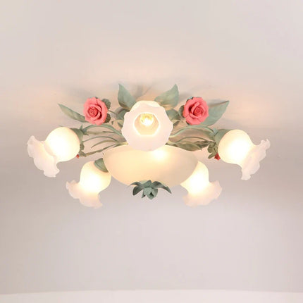 Plafonnier en verre rose pour éclairage décoratif et romantique — LZ4X9M