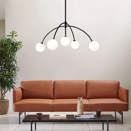 Lustre suspension moderne en verre laiteux pour intérieur élégant — LZ4X9T