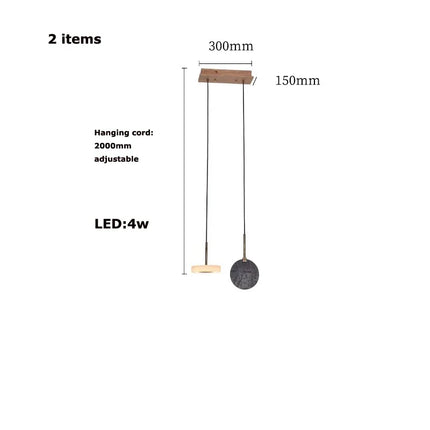 Lustre LED art déco en bois et marbre au design moderne — LZ4X9P