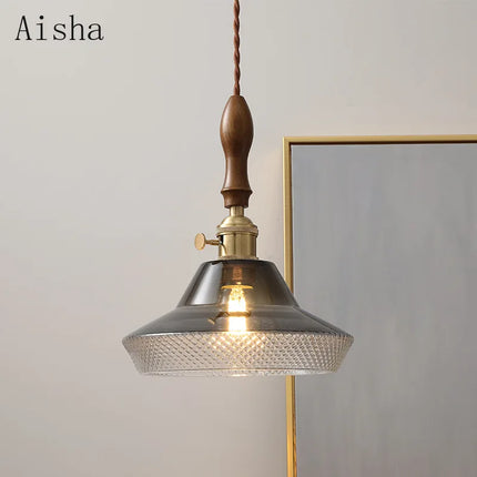 Suspension élégante en noyer et verre cuivre pour intérieur — LZ4X9P